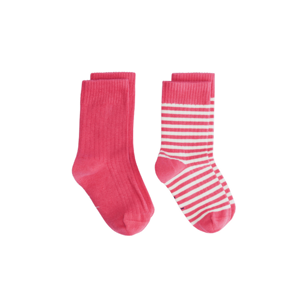 gray label ribbed baby socks 2-pack cherry/cream