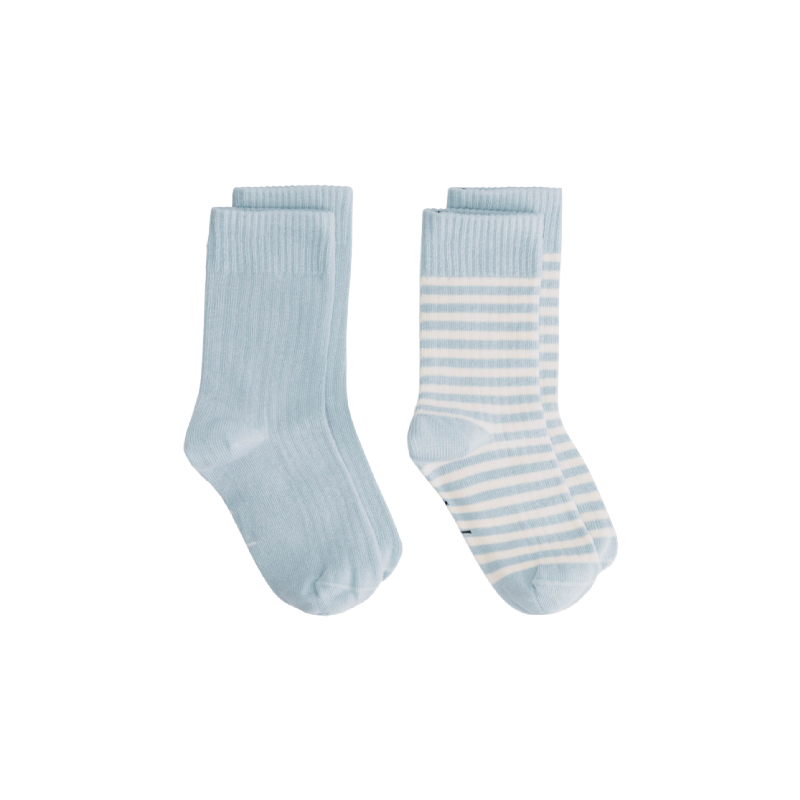 gray label ribbed baby socks 2-pack sky/cream