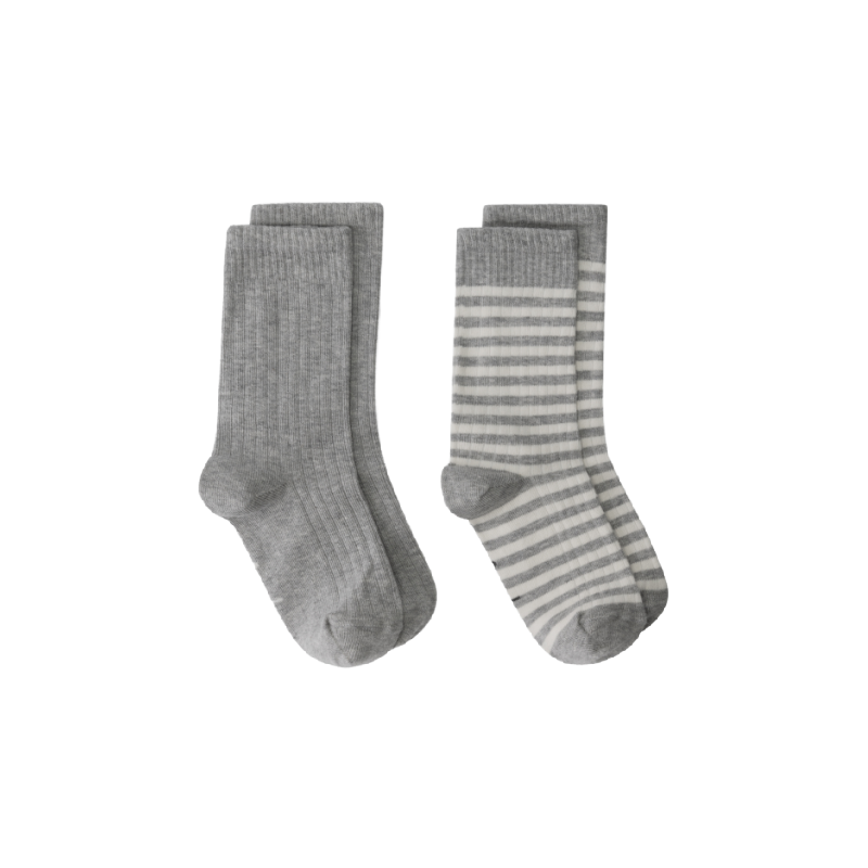 gray label ribbed baby socks 2-pack grey melange/cream