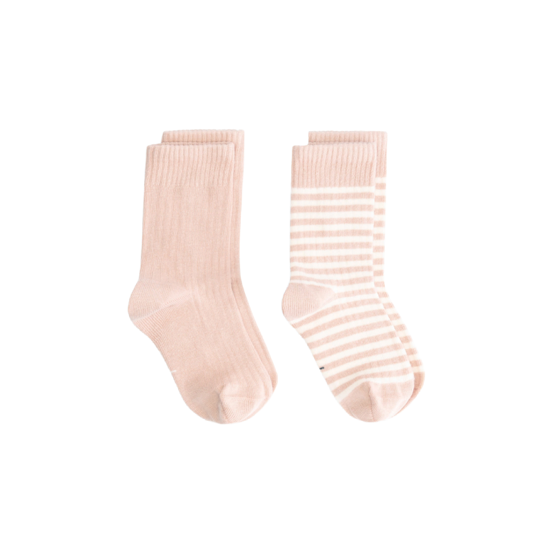 gray label ribbed baby socks 2-pack faded pink/cream