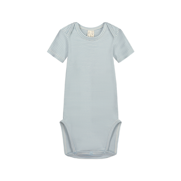 gray label baby short sleeve onesie sky/cream