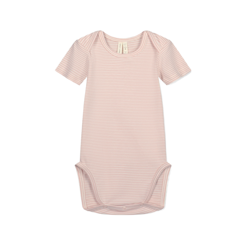 gray label baby short sleeve onesie faded pink/cream