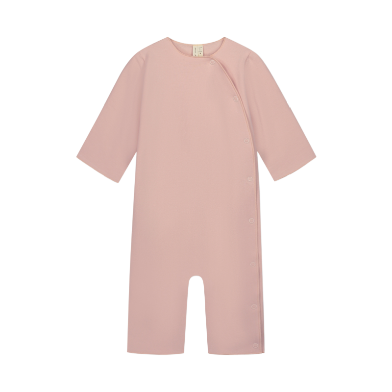 gray label baby suit faded pink