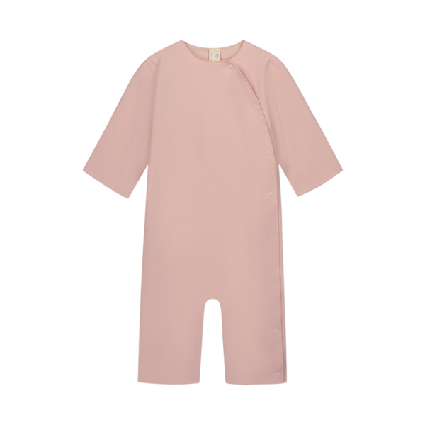 gray label baby suit faded pink