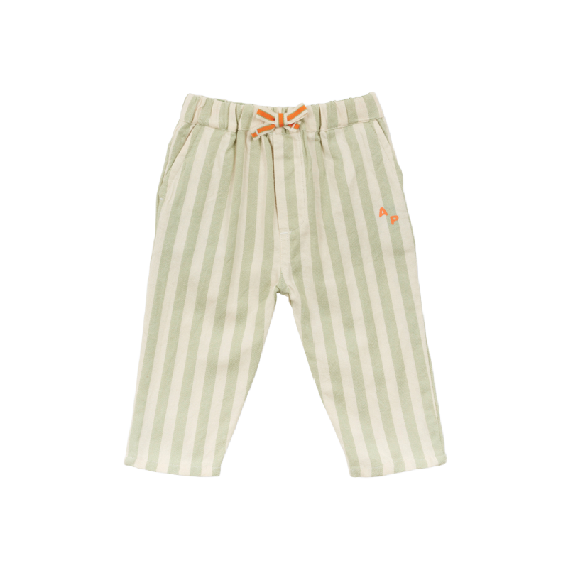 arsene & les pipelettes baby pants deckchair stripes sage