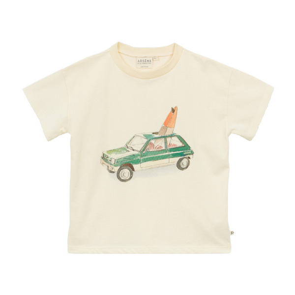 arsene & les pipelettes car t-shirt ecru