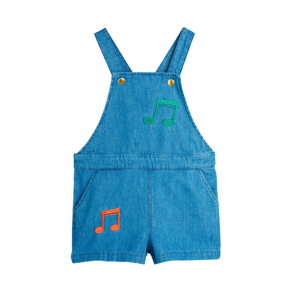 mini rodini note emb lightweight denim dungarees blue