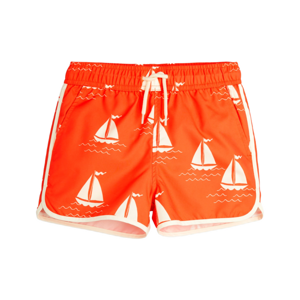 mini rodini sailing boats aop swim shorts red