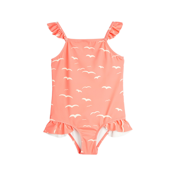 mini rodini seagull frill swimsuit pink