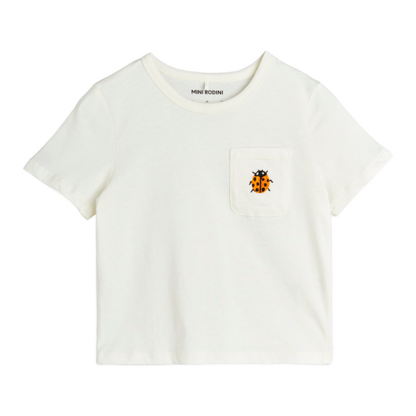 mini rodini ladybug pocket t-shirt offwhite