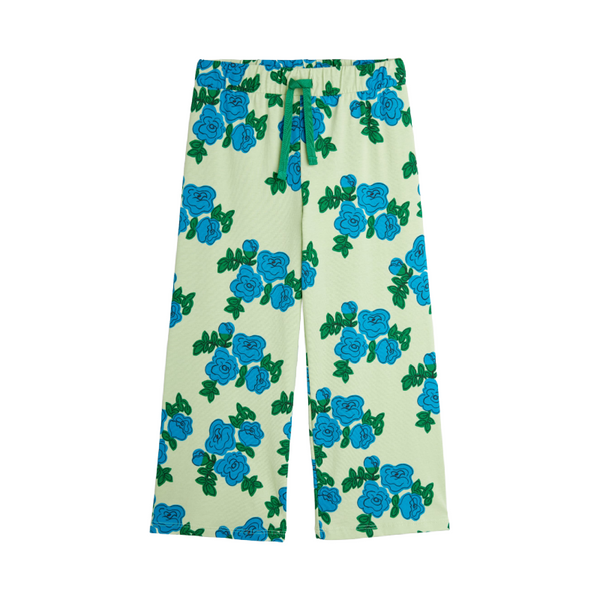 mini rodini blue roses trousers green