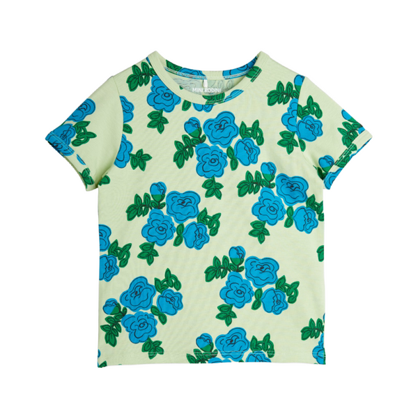 mini rodini blue roses t-shirt green