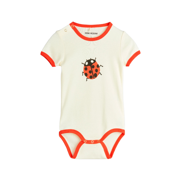 mini rodini ladybugs baby bodysuit offwhite