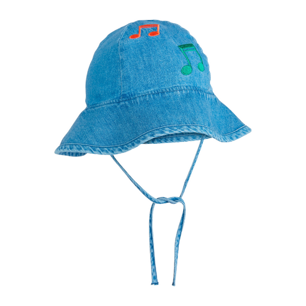 mini rodini note denim sun hat blue