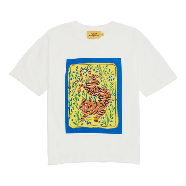 maison mangostan tiger t-shirt cloudy white