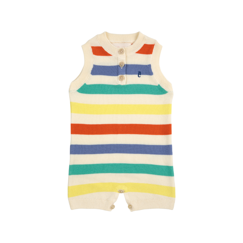 bobo choses multicolor striped knitted baby playsuit multi