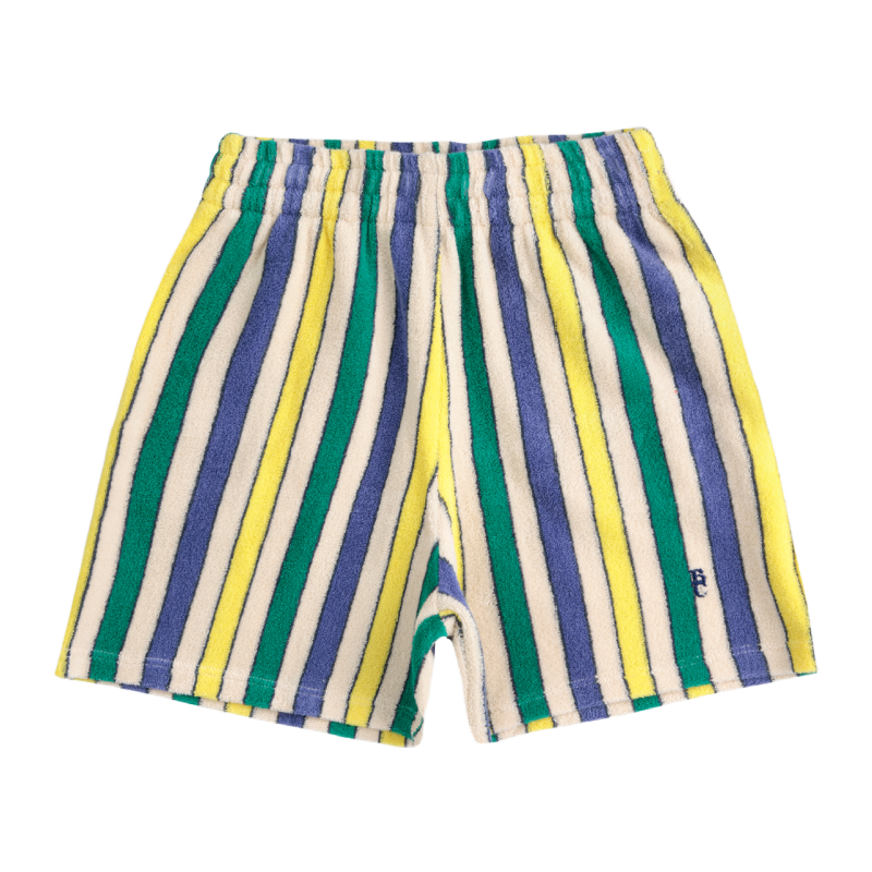 bobo choses multicolor stripes terry cloth bermuda shorts offwhite