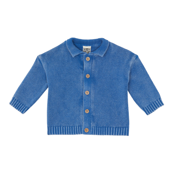 bonton lucien baby cardigan blue mediterranean