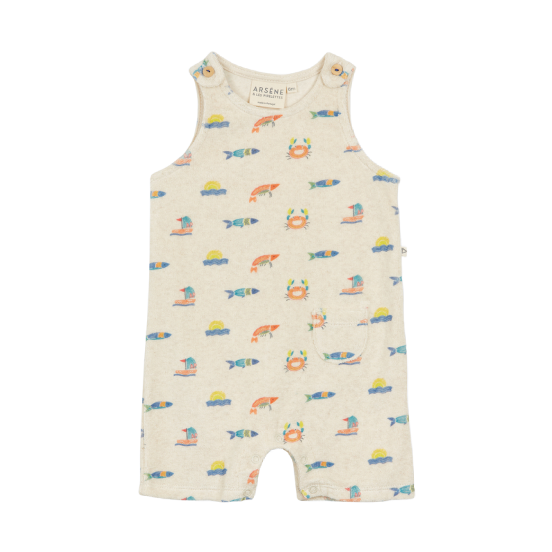 arsene & les pipelettes fedolin fish terry baby jumpsuit