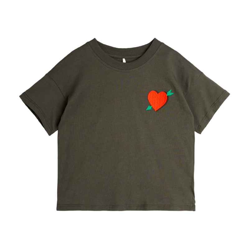 mini rodini arrowed heart emb ss tee black