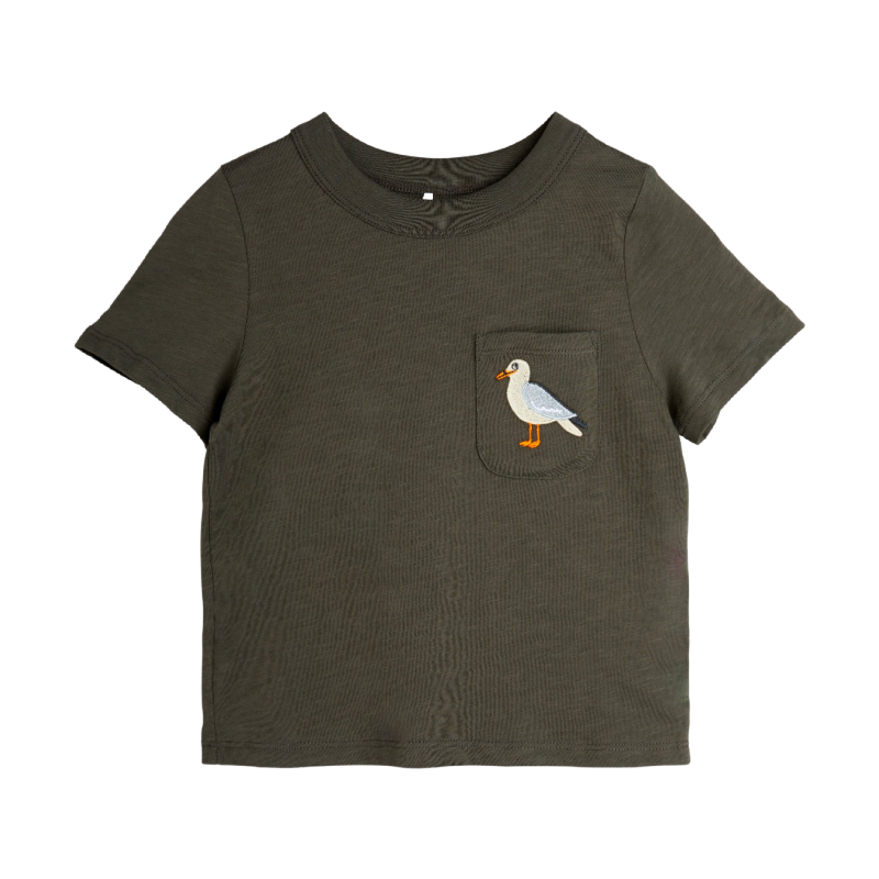 mini rodini seagull emb ss tee black