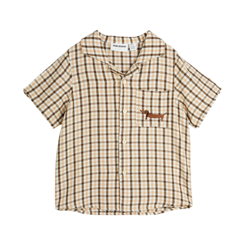 mini rodini gingham yd woven shirt beige