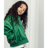 mini rodini note chenille satin baseball jacket green