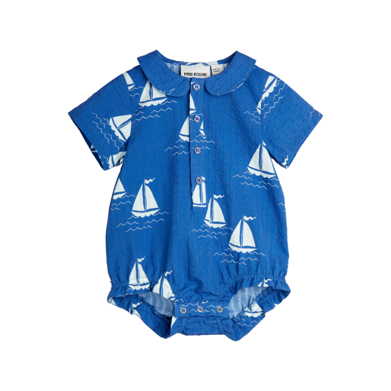 mini rodini sailing boats aop woven baby body blue