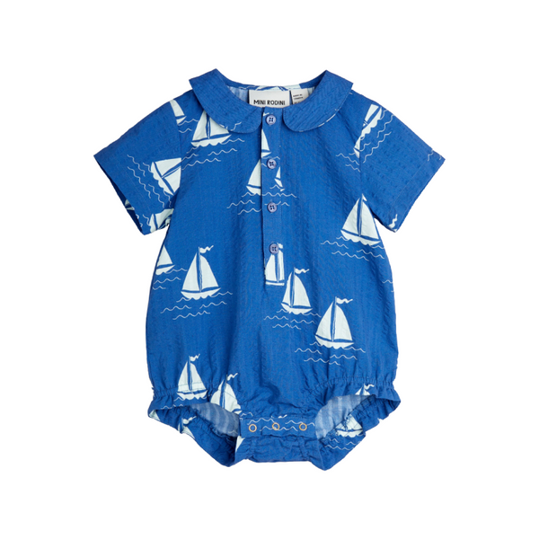 mini rodini sailing boats aop woven baby body blue