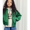 mini rodini note chenille satin baseball jacket green