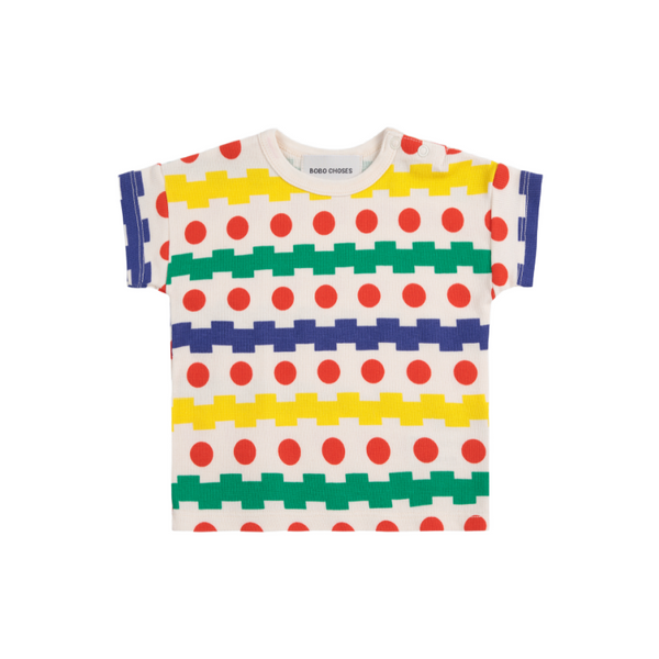 bobo choses geometric all over waffle baby t-shirt multicolor