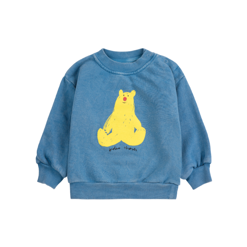 bobo choses hug me bear baby sweatshirt blue