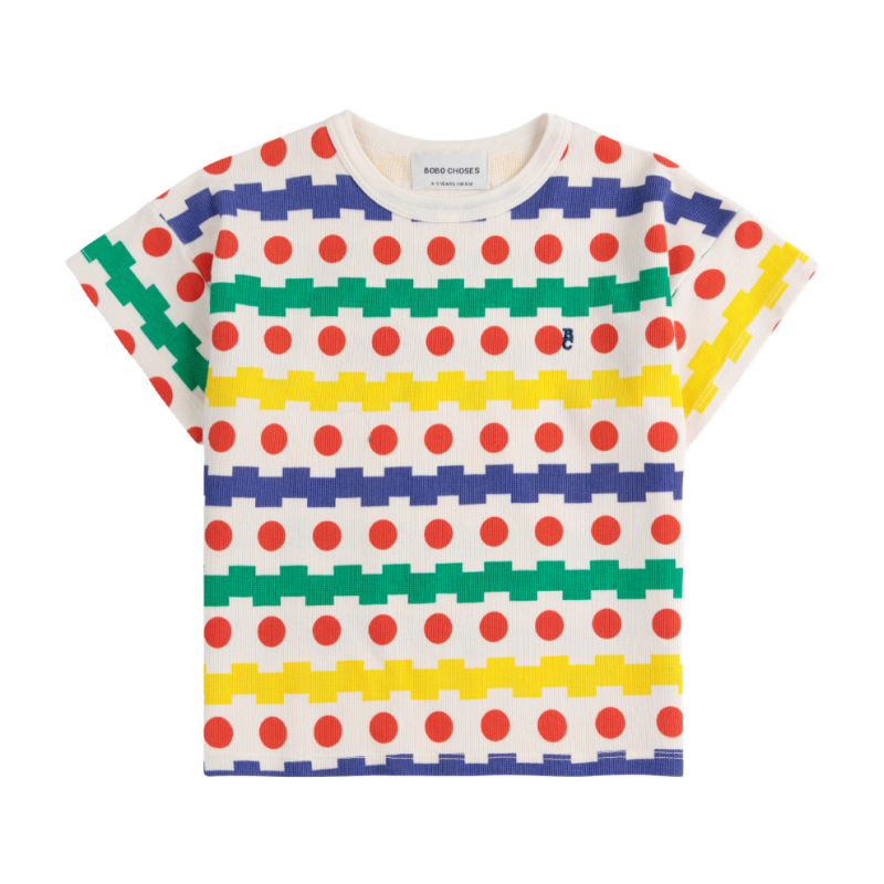 bobo choses geometric all over waffle t-shirt offwhite