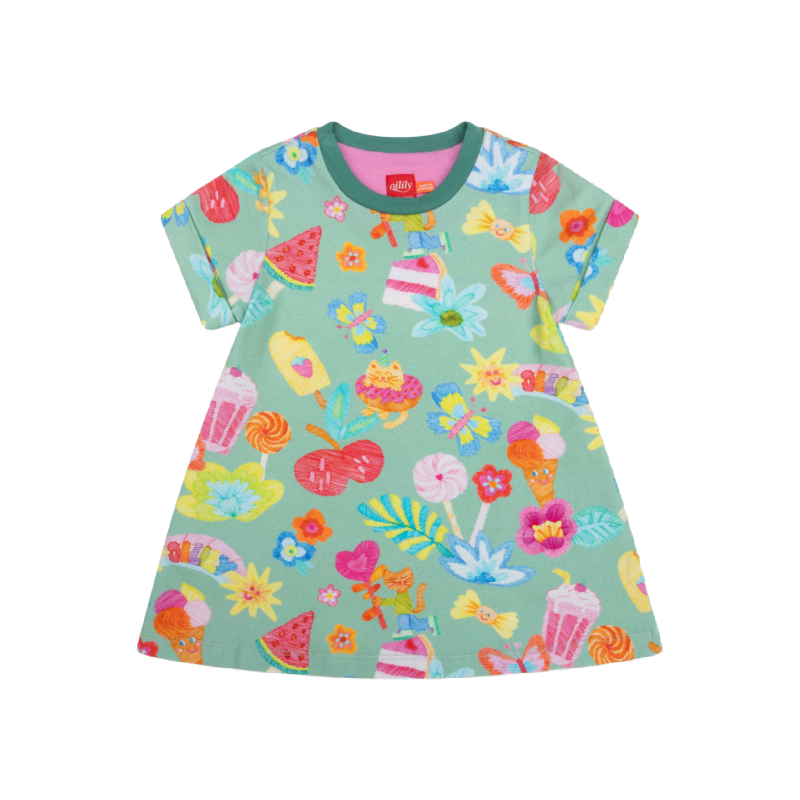 oilily doll dress candyland/meadow