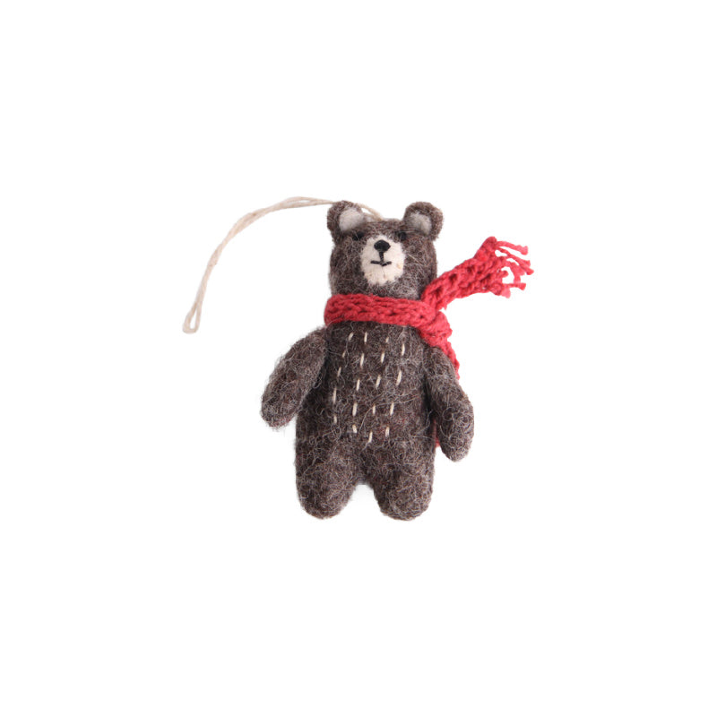 gry & sif bear with red scarf ornament