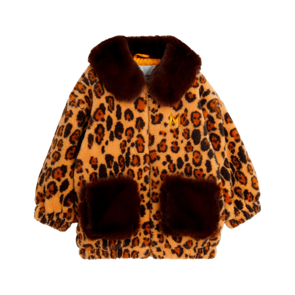 mini rodini leopard faux fur jacket