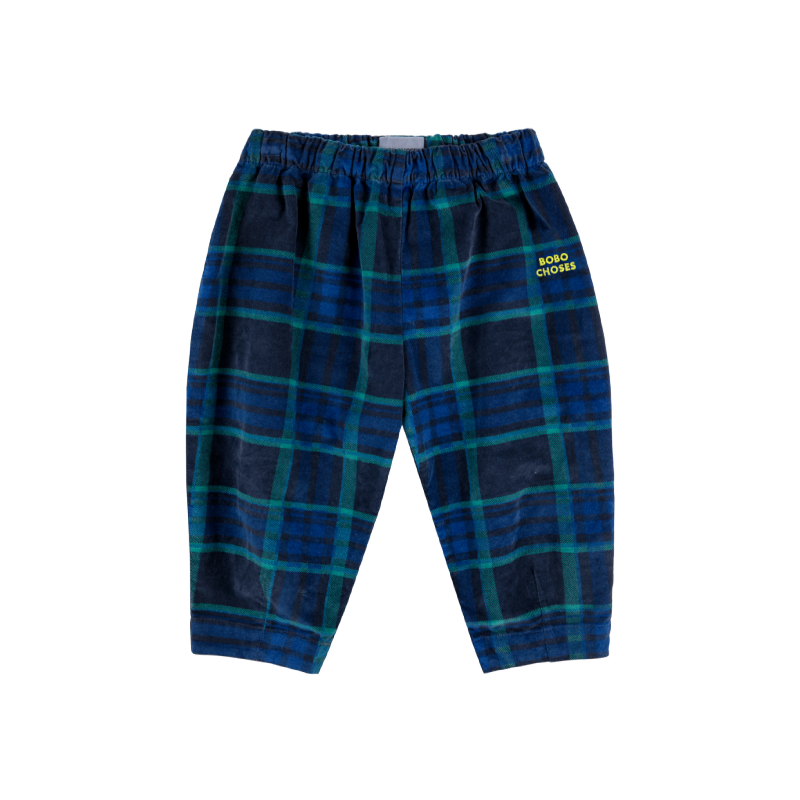 bobo choses baby check bc velvet baggy pants midnight blue