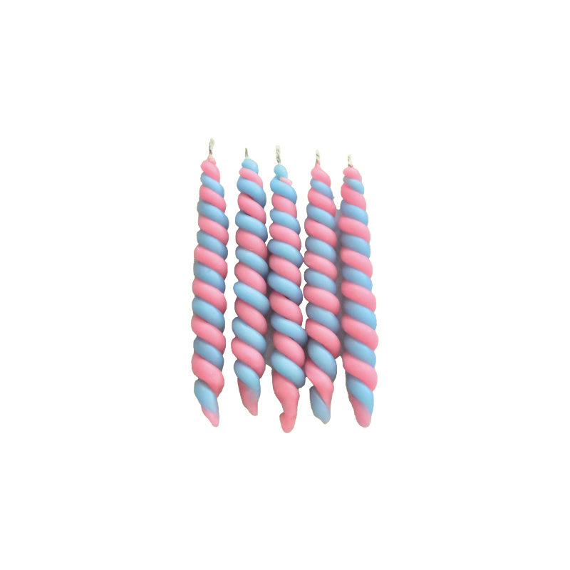 pink & blue twists birthday candle set