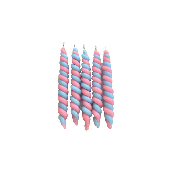 pink & blue twists birthday candle set