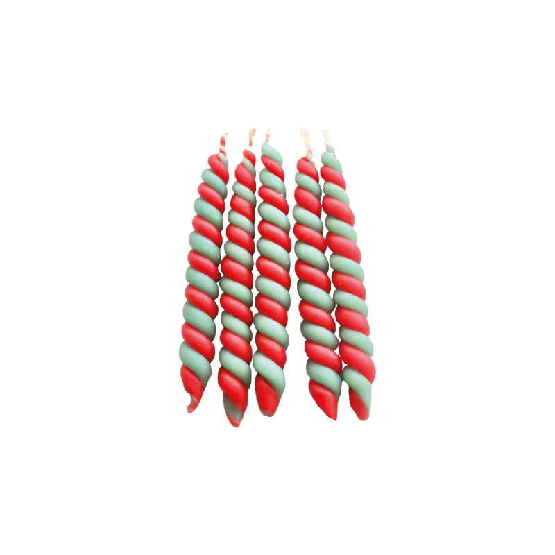 red & green twists birthday candle set