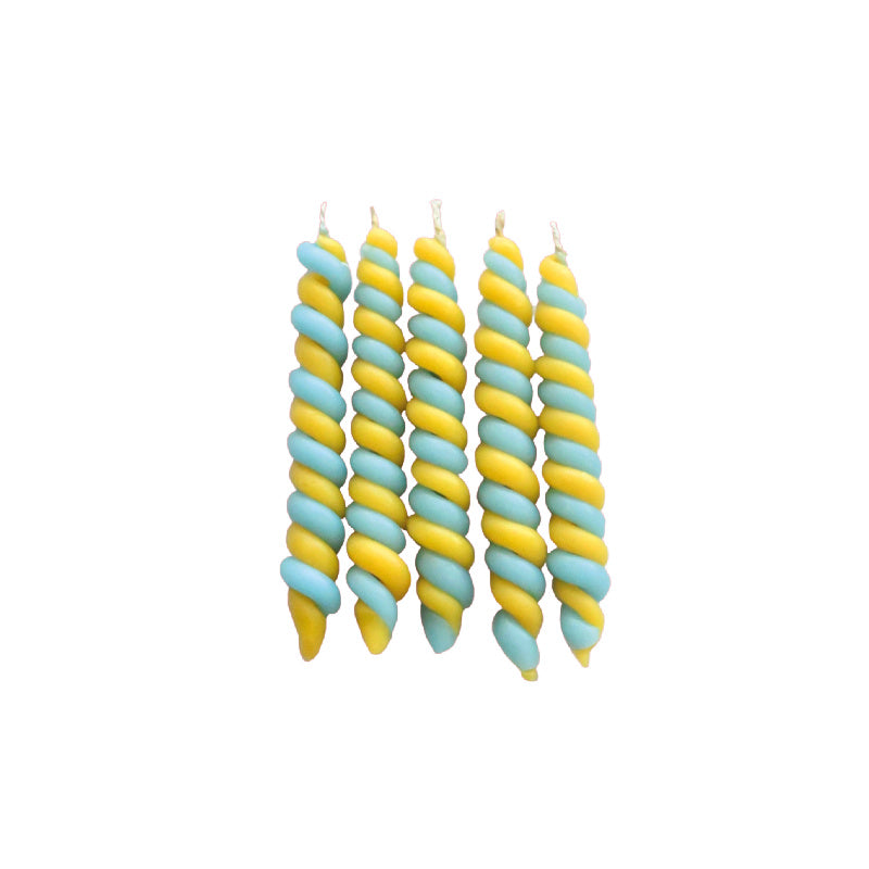 yellow & blue twists birthday candle set