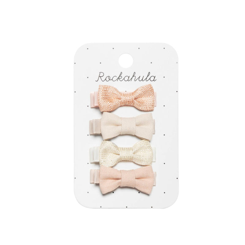 linen mini bow hair clips set