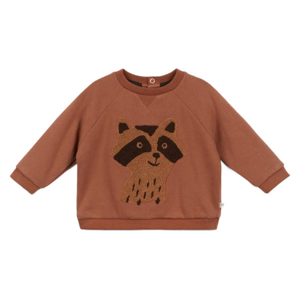 arsene & les pipelettes raccoon baby sweatshirt bio