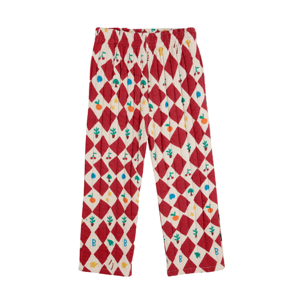 bobo choses harlequin all over quilted pants red