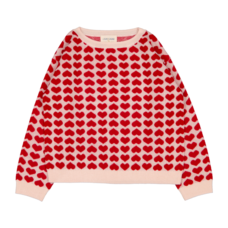 louis louise maika knitted sweater heart red/light pink