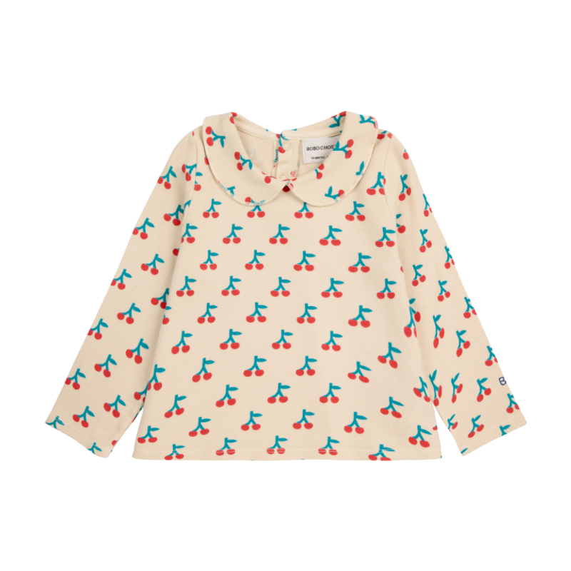 bobo choses cherry all over baby collar t-shirt white