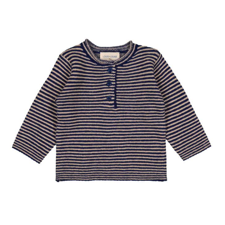 louis louise reda baby sweater stripe indigo/beige