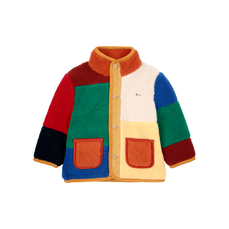 bobo choses color block sheepskin baby jacket multicolor