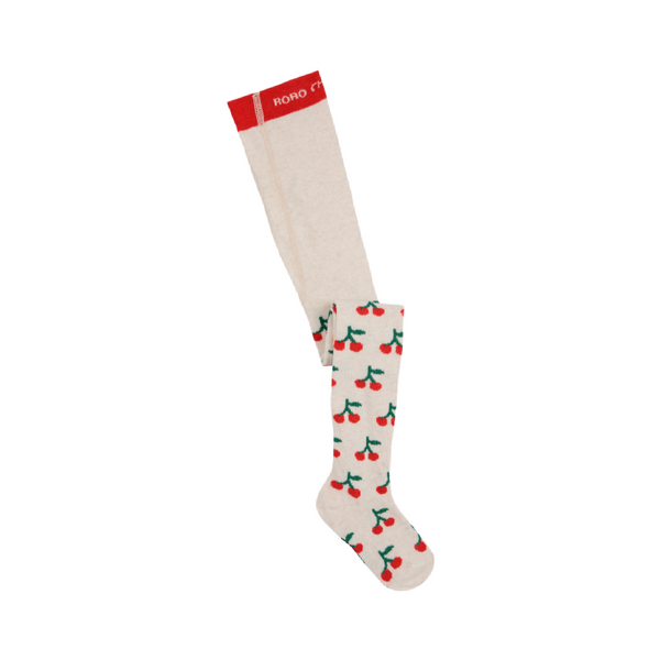 bobo choses cherry all over baby tights offwhite