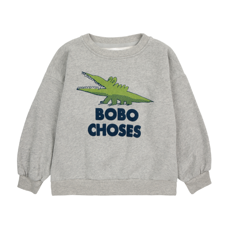 bobo choses talking crocodile sweatshirt light heather grey